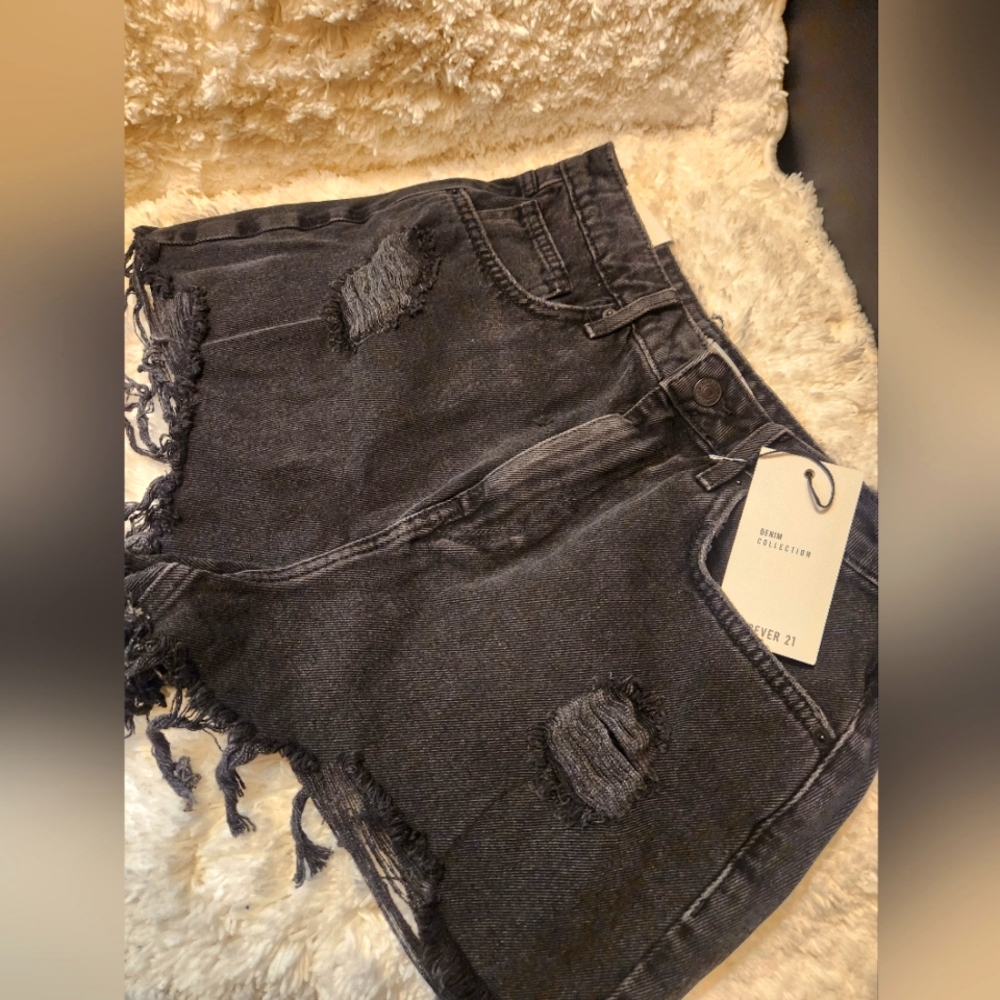Ripped jean shorts